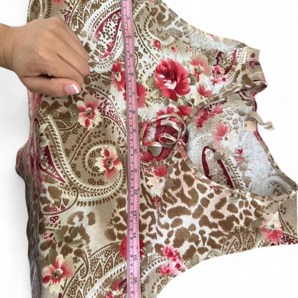 Susan Lawrence Vintage Floral Romantic Paisley Leopard Print Sleeveless Blouse - Picture 4 of 4